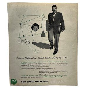 Bob Jones University Vintage Print Ad 1952 Christian College Greenville SC